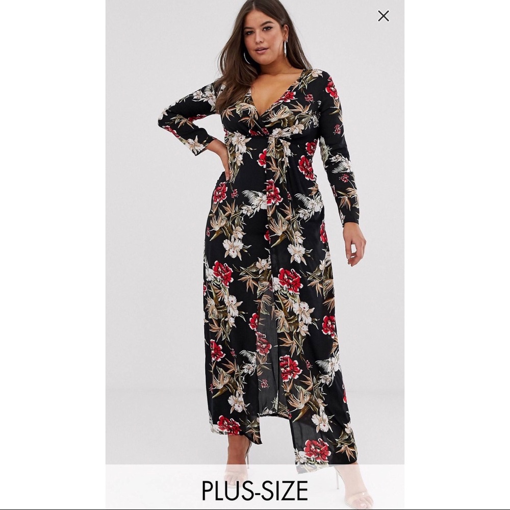 *ASOS Curve* Plus Wrap Front Floral Maxi Dress